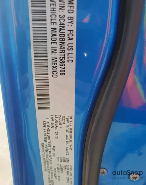 2024 Jeep Compass Latitude from USA, damaged, VIN 3C4NJDBN4RT586706